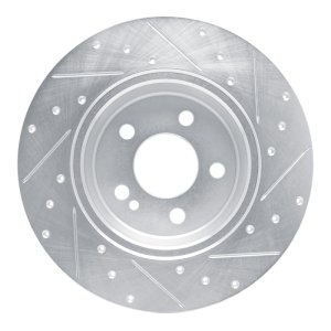 Mercedes-Benz C200 Brake Rotor (1) - Rear Left - R1 Concepts - Drilled & Slotted - Silver - `15-`21